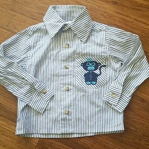 Childish boutique baby boy monkey dress shirt 0-6